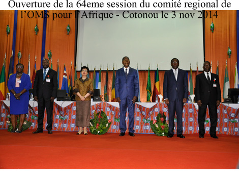 Le Bénin abrite du 3 au 7 novembre 2014 la 64ème Session du Comité régional de l'OMS pour l'Afrique.