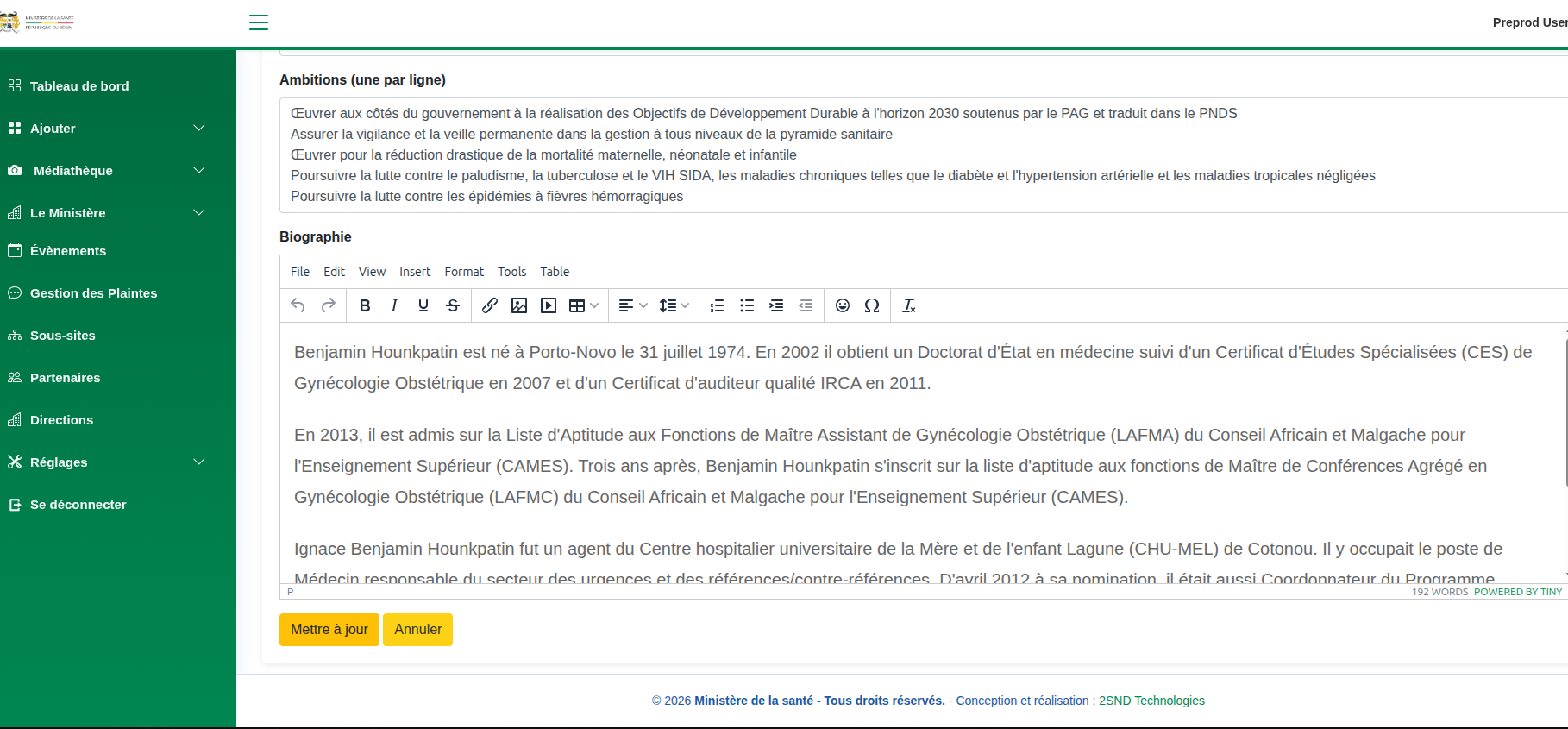 Projet de Renforcement des Ressources Humaines et des Structures de Gestion et de Coordination du Secteur Santé
